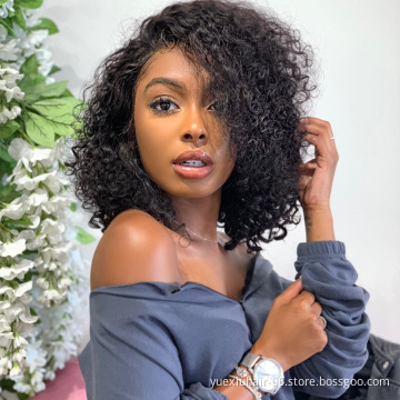 Wholesale Cheap 10A Short Curly Bob Wigs for Black Women Natural Curly Bob Lace Front Wigs for African American